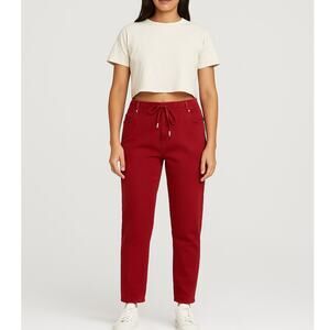 Judy Blue Garment Dyed Red Drawstring Skinny Jeans Size 7/28